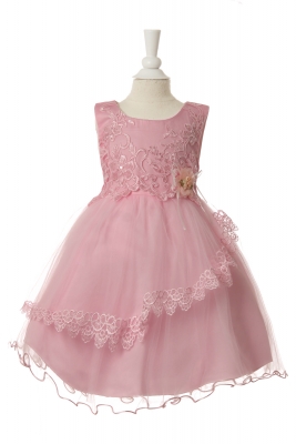 Girls Dress Style 10002 - Sleeveless Infant Dress with Intricate Floral Details in Choice of Color
